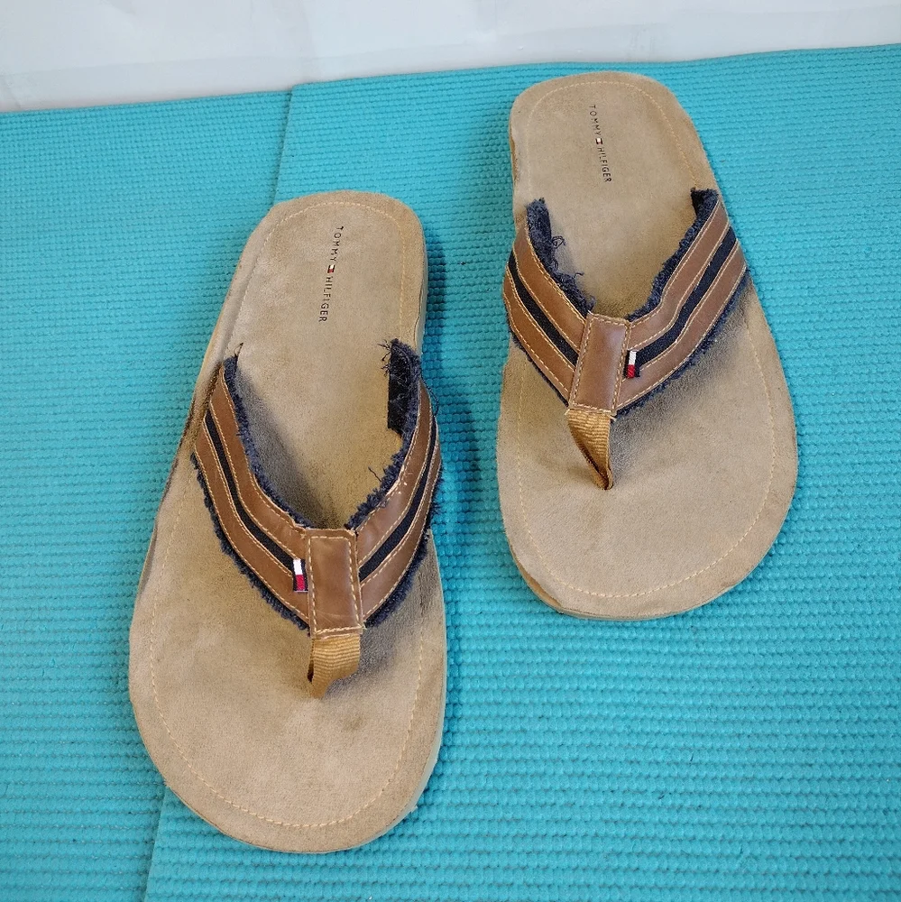 Tommy Hilfiger Men's Light Brown Sandals Flip Flops XXL ( 13 - 14)